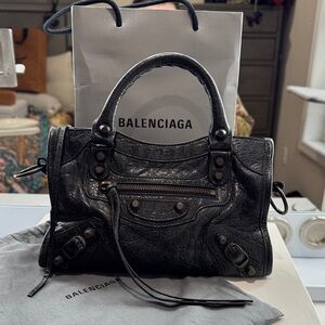 Balenciaga Black Classic Mini City Leather Bag